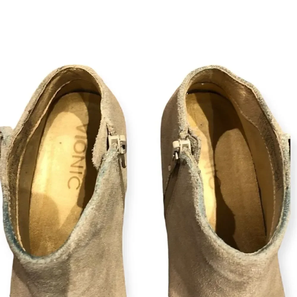 Vionic Tan Upright Faros Suede Heeled Boots Size 5